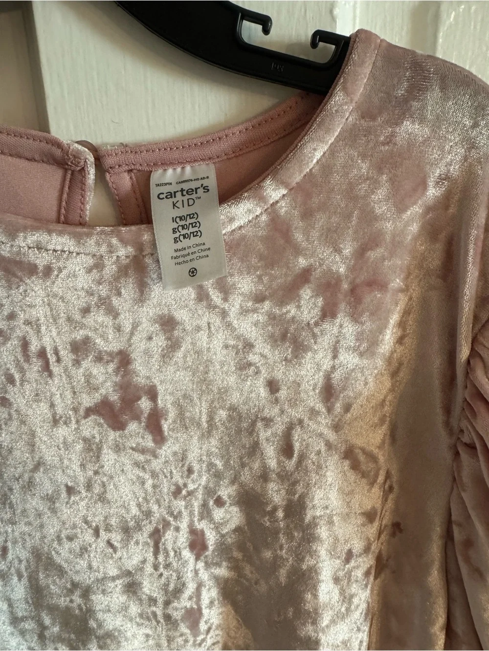 Carter's Dusty Pink Velvet Puff-Sleeve Dress